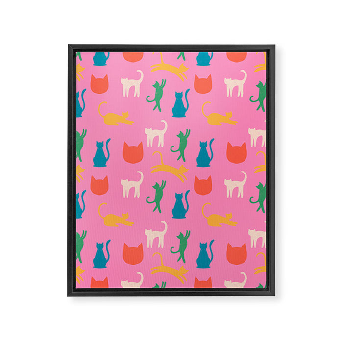 Rainbow Cats in Pencil  Framed Canvas Print Gallery Image 1