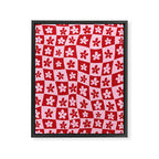 Red and Pink Retro Daisy Checkerboard Swirl Pattern Framed Canvas Print Gallery Image 8