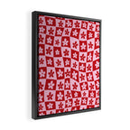 Red and Pink Retro Daisy Checkerboard Swirl Pattern Framed Canvas Print Gallery Image 2