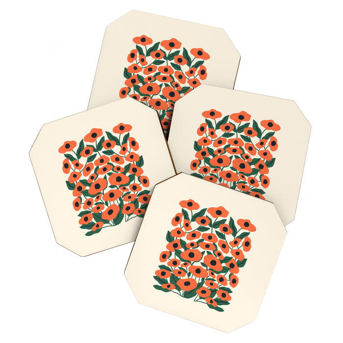 Red Poppy Garden 2 Coaster Gallery Image 1