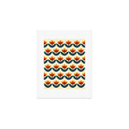 Retro 70s Floral Pattern in Mid-Century Red, Marigold, and Navy  Art Print Gallery Image 1