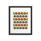 Retro 70s Floral Pattern in Mid-Century Red, Marigold, and Navy  Framed Art Print Gallery Image 5