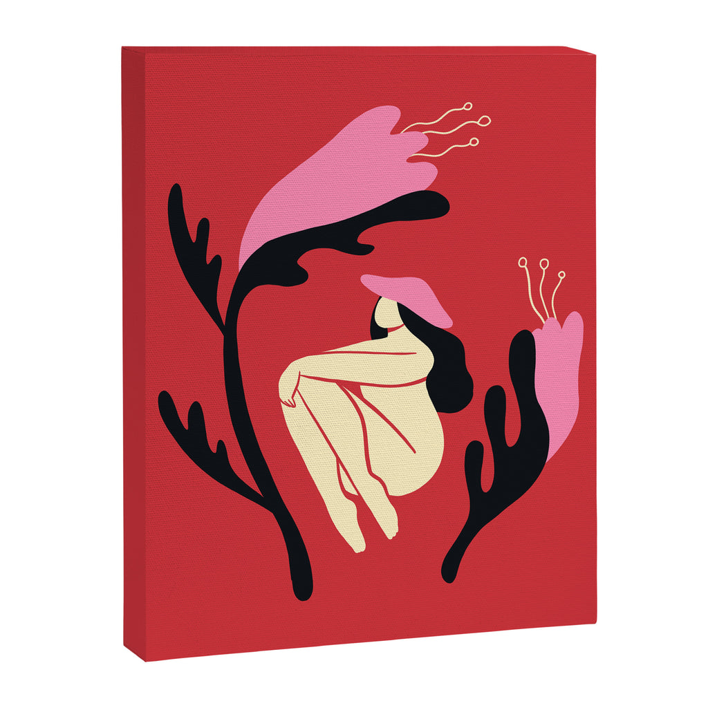 Retro 70s Mushroom Lady With Pink Flowers Canvas Print Gallery Image 6