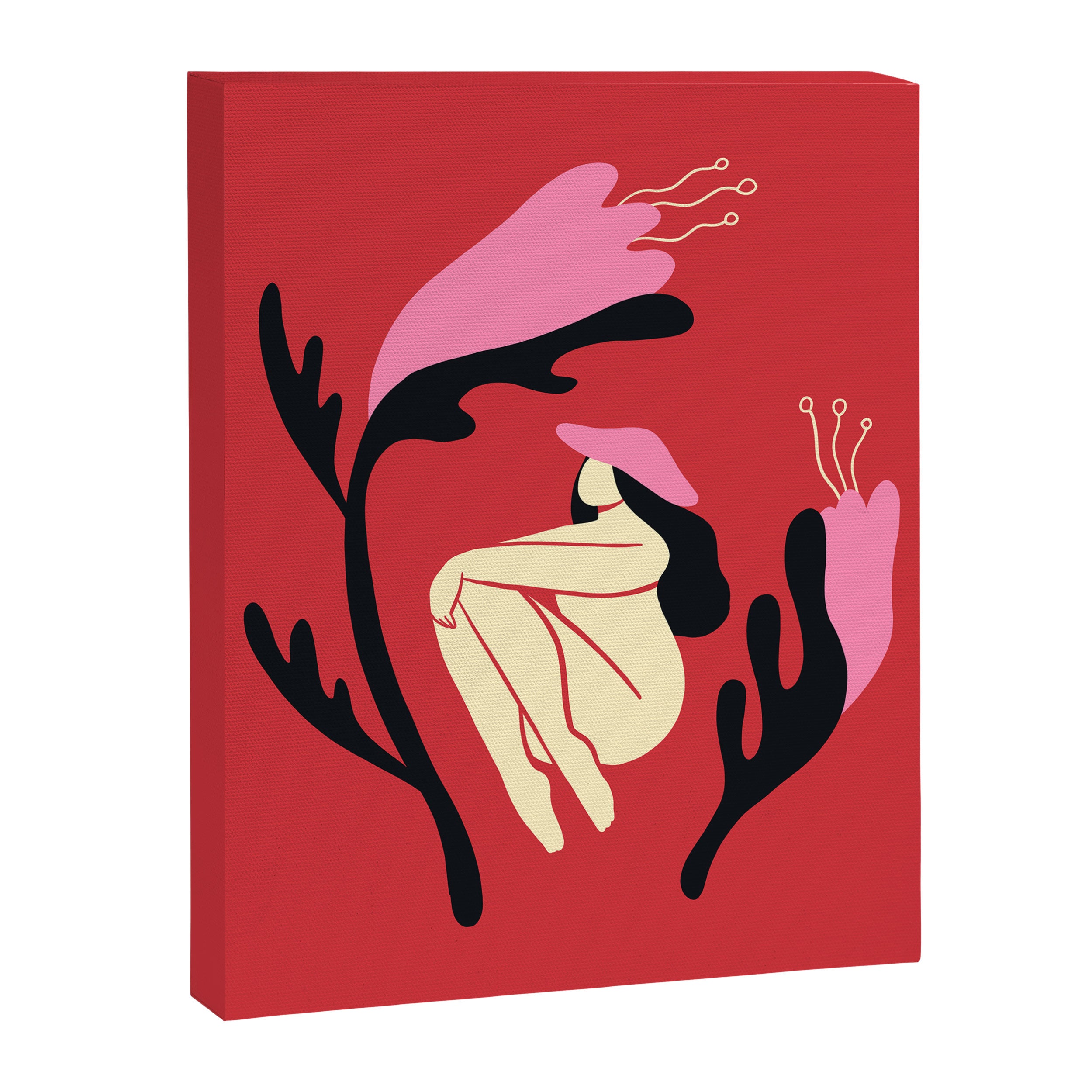 Retro 70s Mushroom Lady With Pink Flowers Canvas Print Gallery Image 6