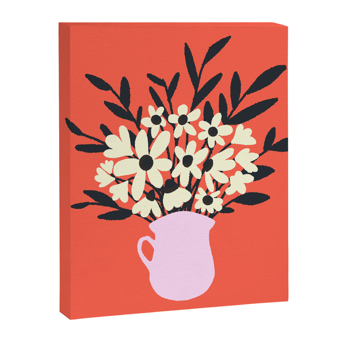 Retro 70s Spooky Flower Vase Canvas Print Gallery Image 1