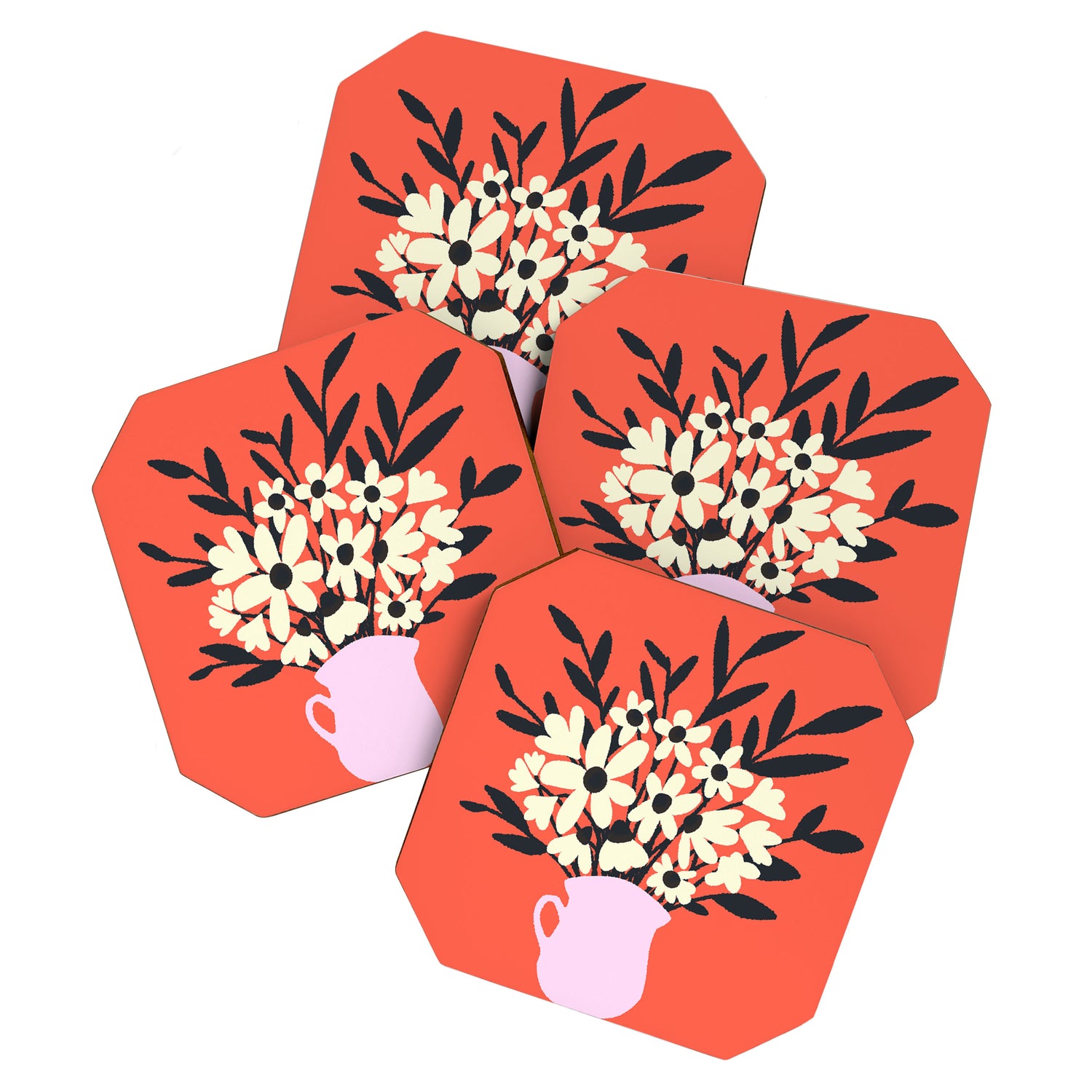 Retro 70s Spooky Flower Vase Coaster Gallery Image 1