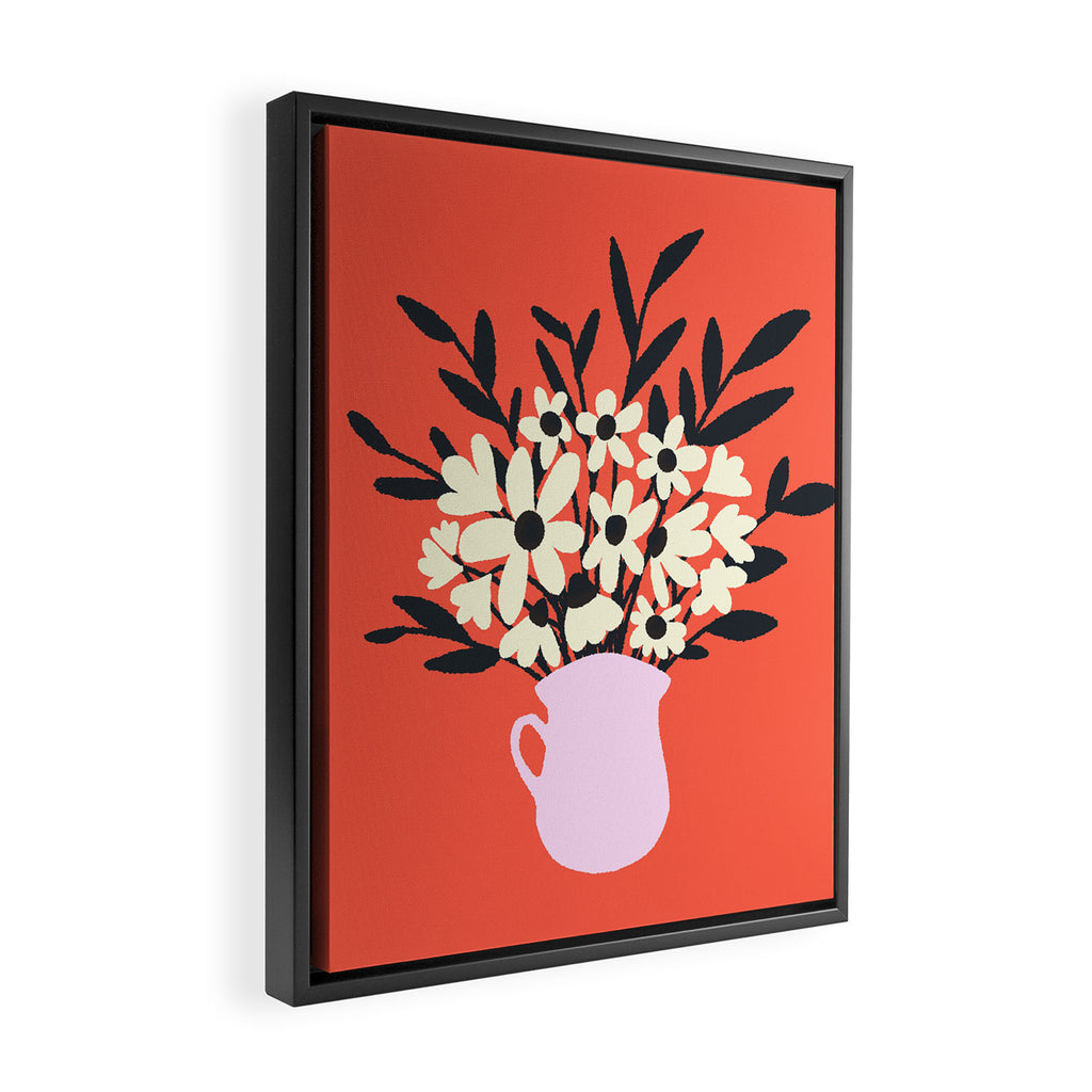 Retro 70s Spooky Flower Vase Framed Canvas Print Gallery Image 2