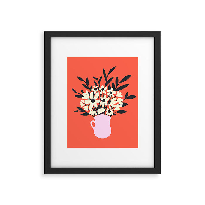 Retro 70s Spooky Flower Vase Framed Art Print Gallery Image 1