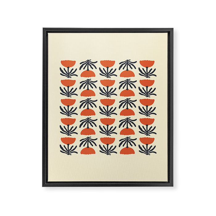 Retro 70s Tulip Pattern Framed Canvas Print Gallery Image 1