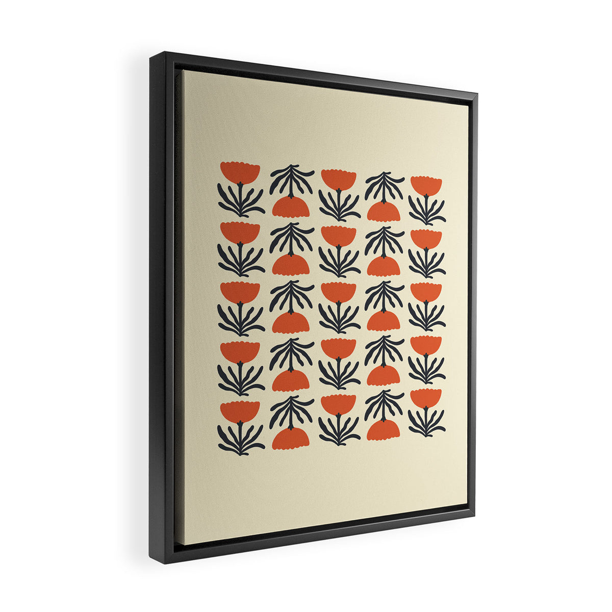 Retro 70s Tulip Pattern Framed Canvas Print Gallery Image 2