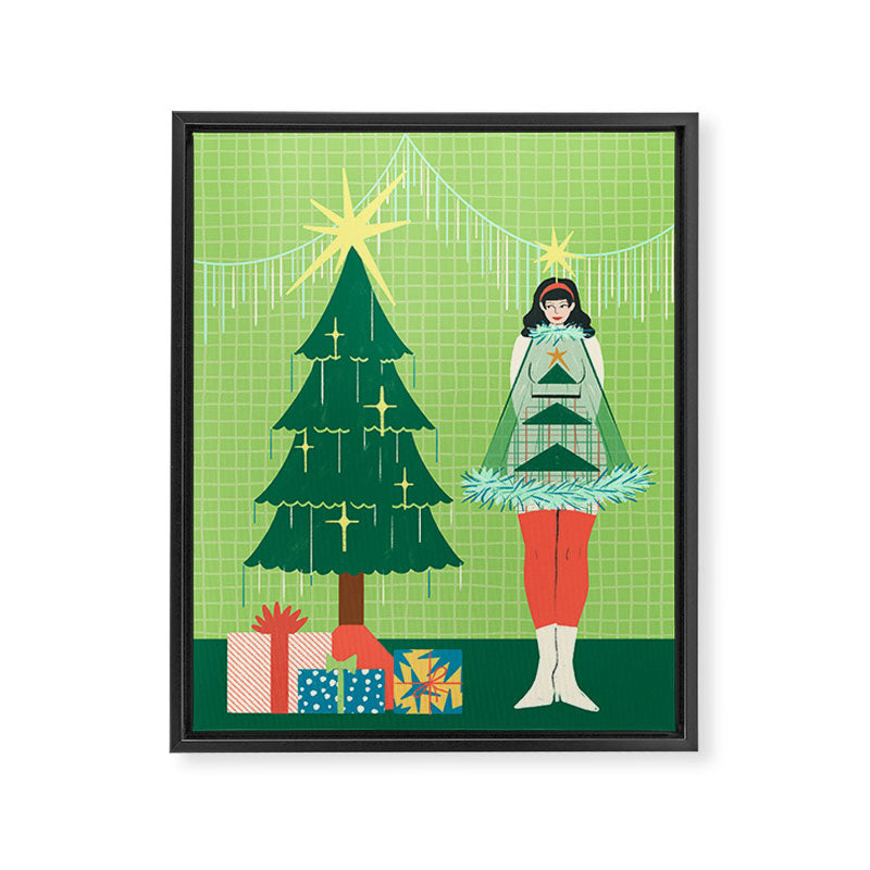 Retro Christmas Outfit Illustration Framed Canvas Print Gallery Image 6