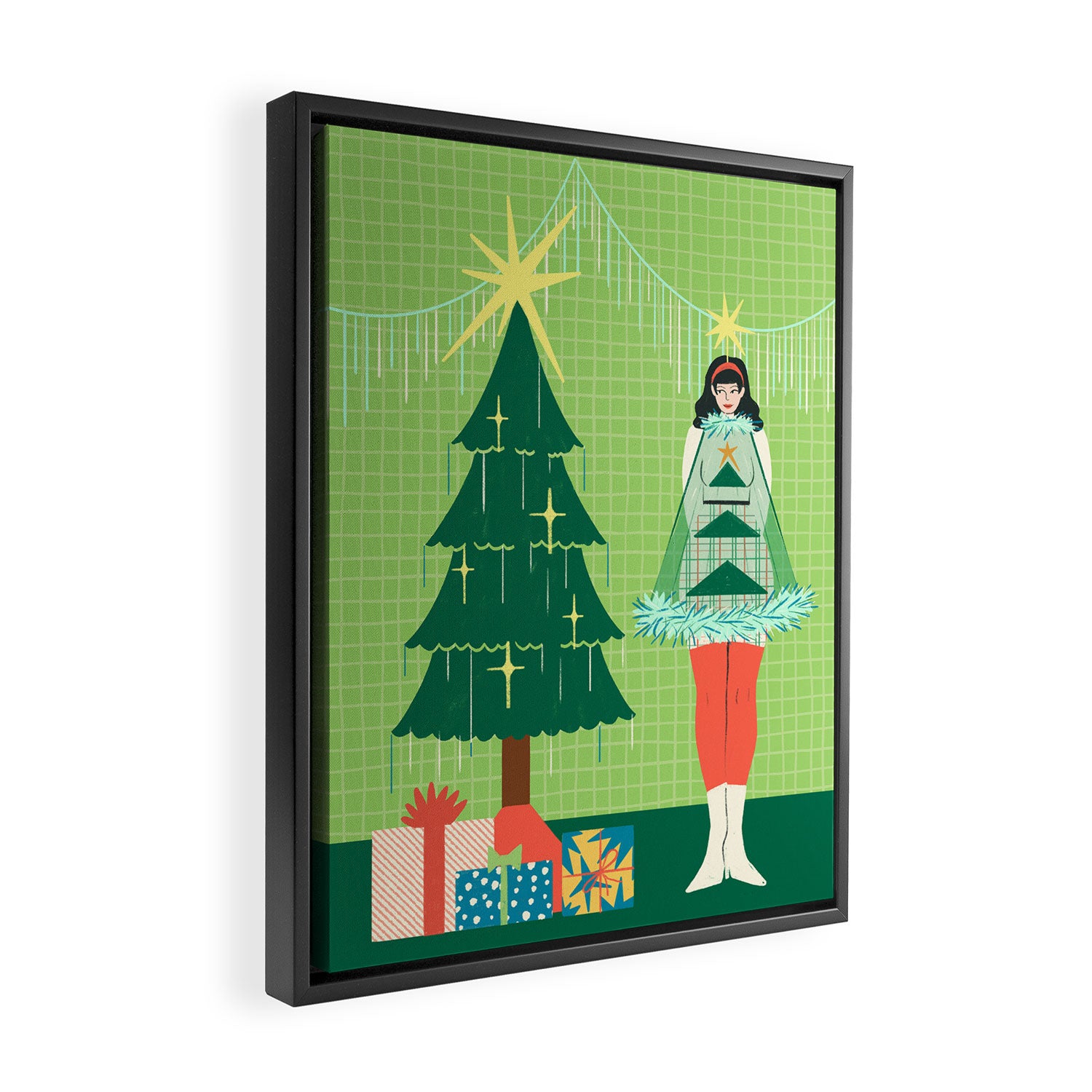 Retro Christmas Outfit Illustration Framed Canvas Print Gallery Image 2