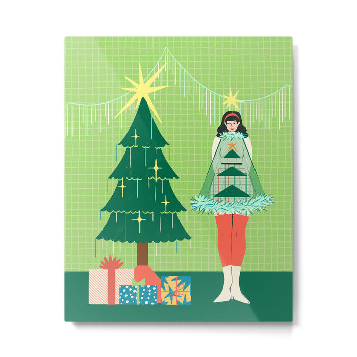 Retro Christmas Outfit Illustration Metal Print Gallery Image 1