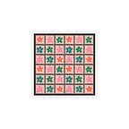 Retro Daisy Checkered Flowers Art Print Gallery Image 1