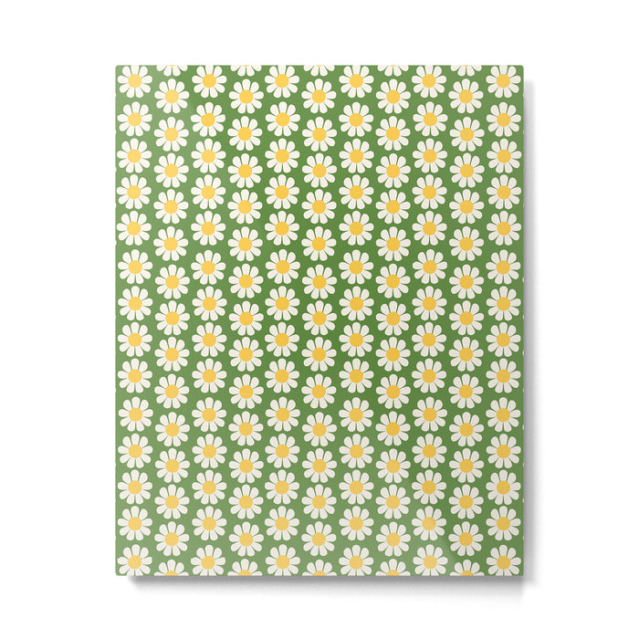 Retro Green Daisy Pattern Metal Print Gallery Image 1