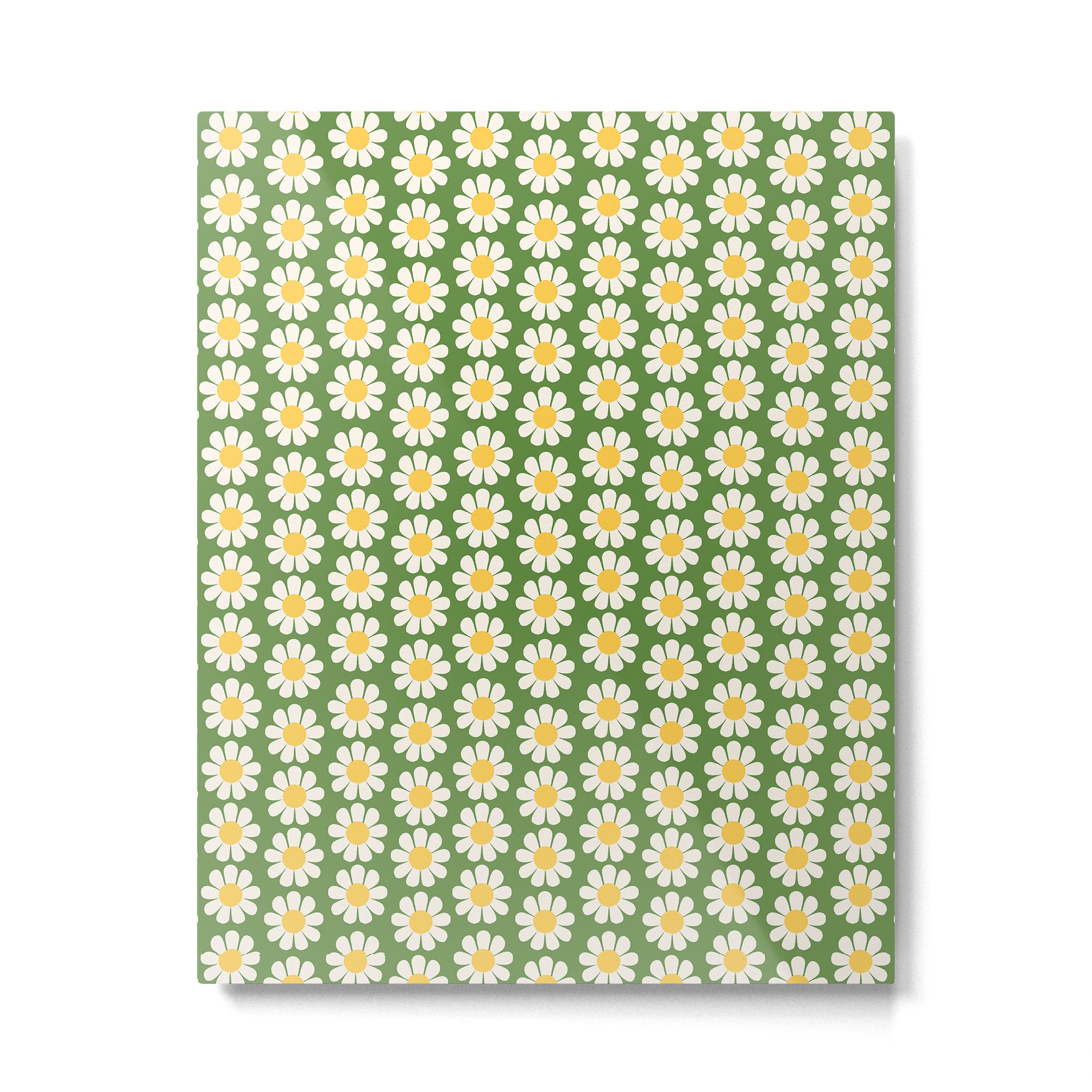 Retro Green Daisy Pattern Metal Print Gallery Image 6