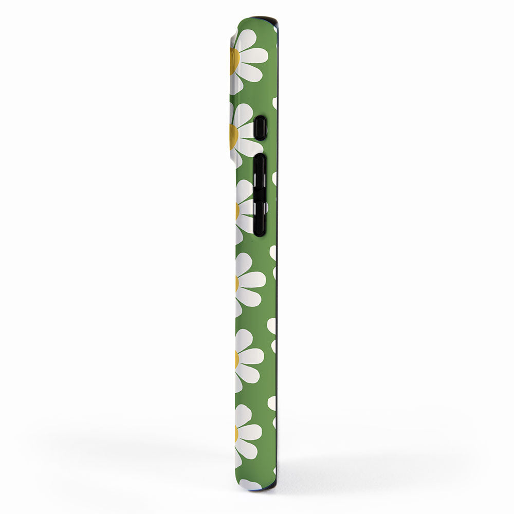 Retro Green Daisy Pattern iPhone Case Gallery Image 2