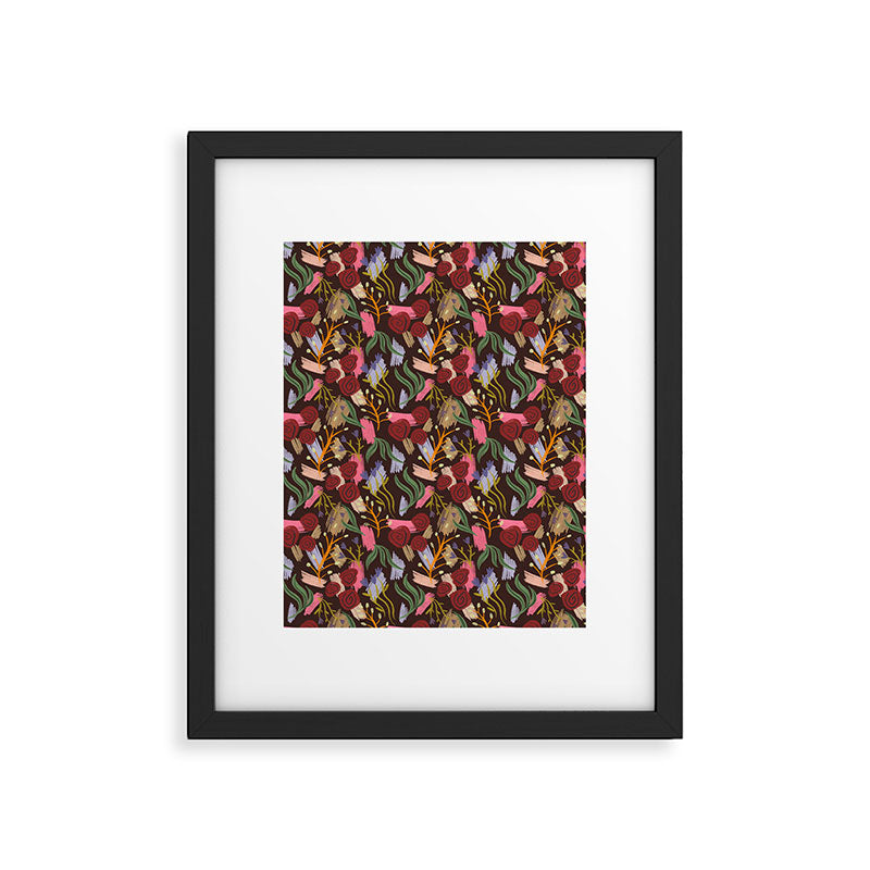 Rustic Botanical Rose Pattern Framed Art Print Gallery Image 6