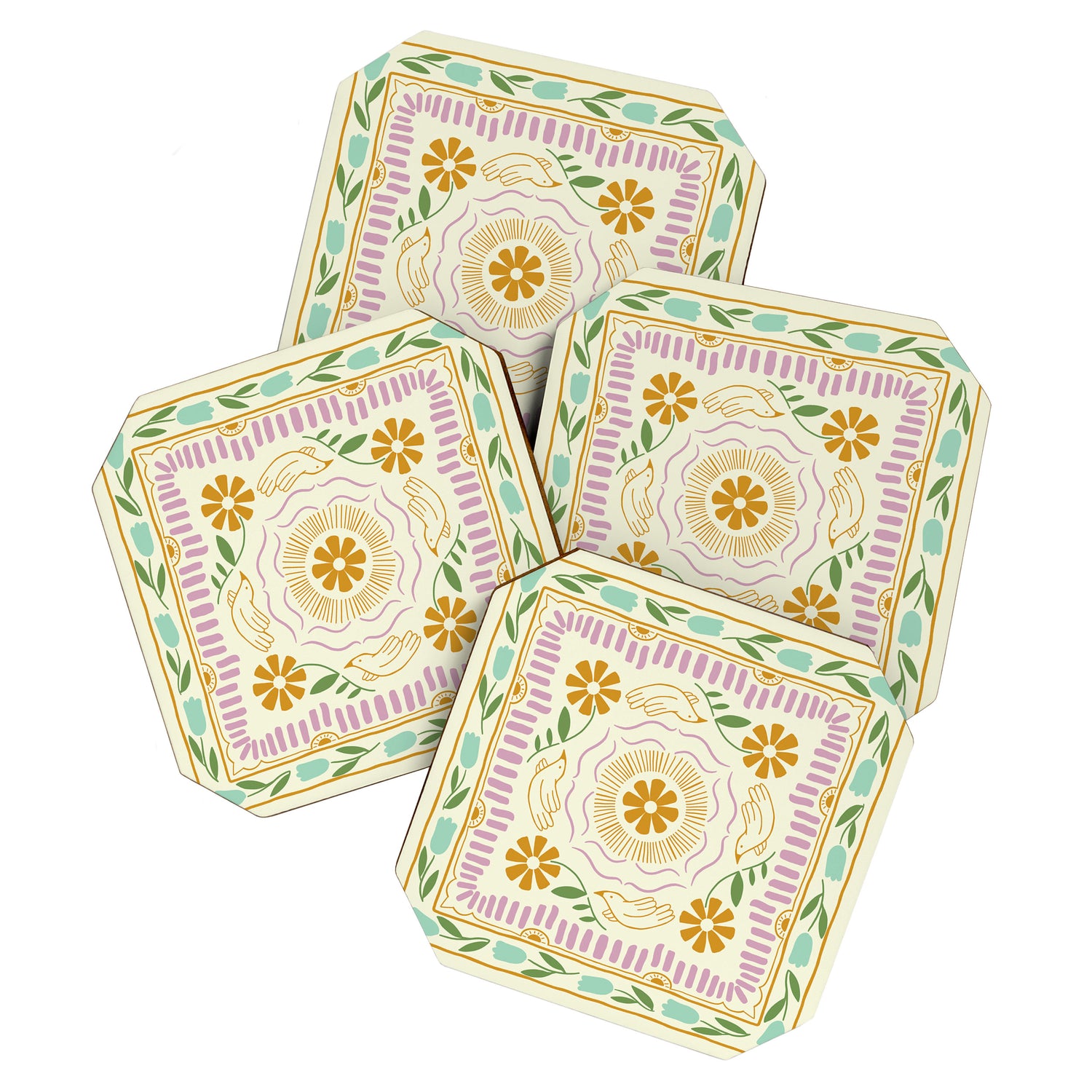Scandinavian Dove Pattern Coaster Gallery Image 1