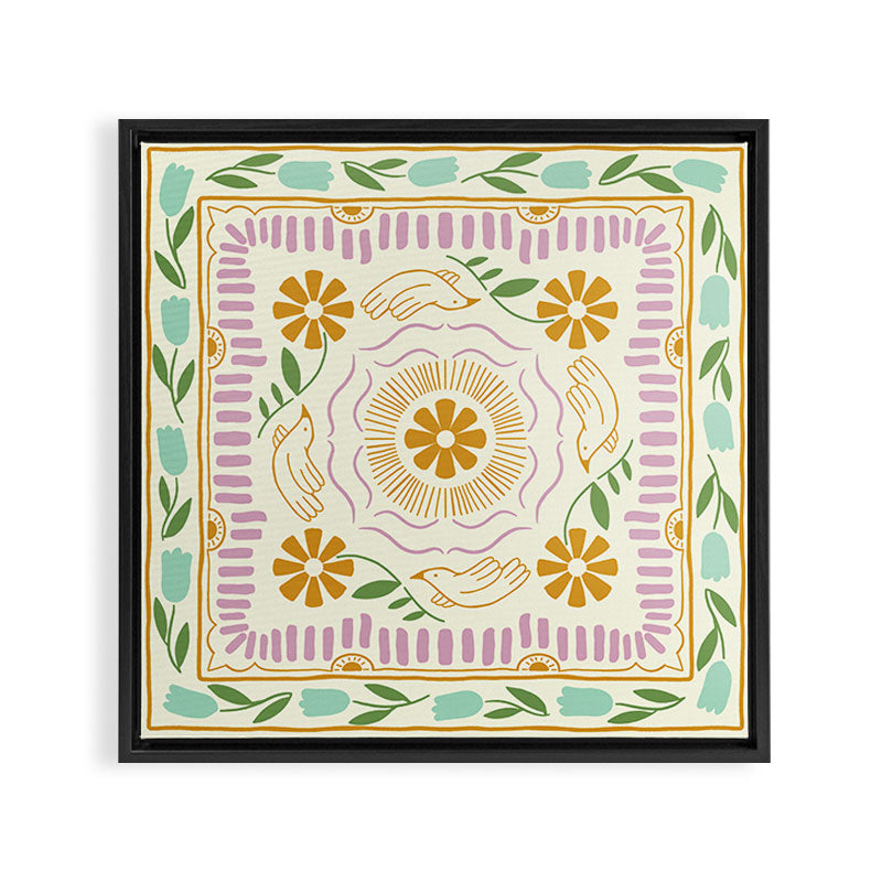 Scandinavian Dove Pattern Framed Canvas Print Gallery Image 3