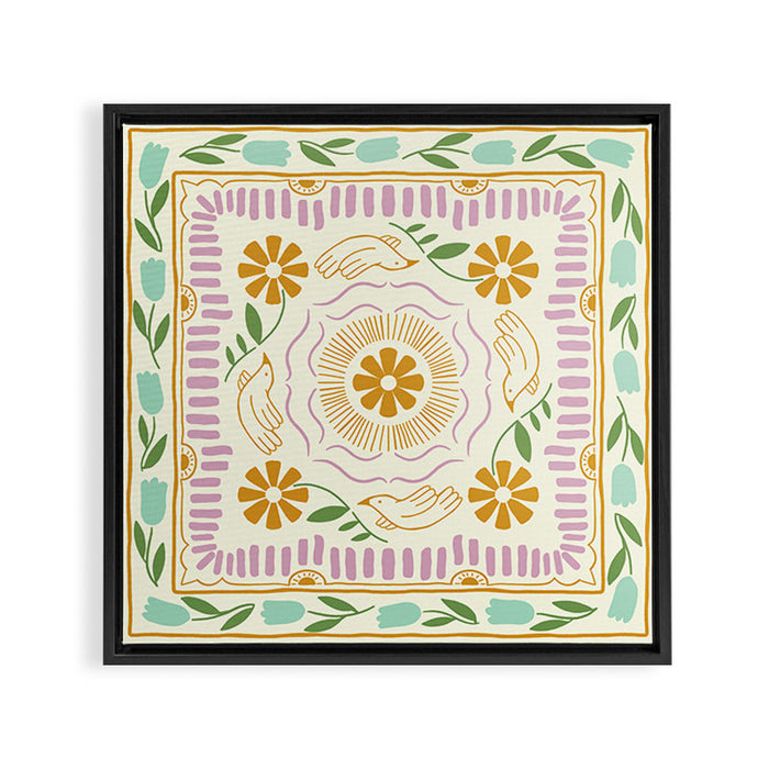 Scandinavian Dove Pattern Framed Canvas Print Gallery Image 1