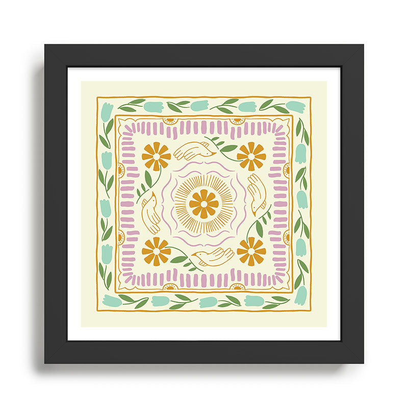 Scandinavian Dove Pattern Framed Art Print Gallery Image 1