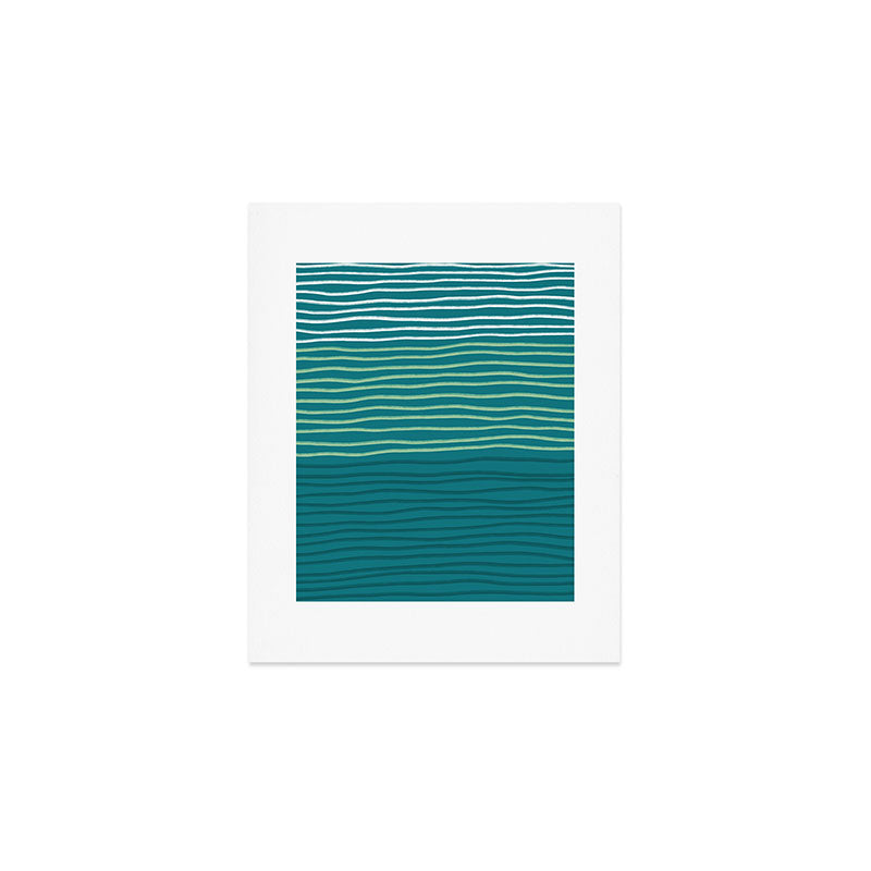 Sea Foam Blue Pinstripes Art Print Gallery Image 1