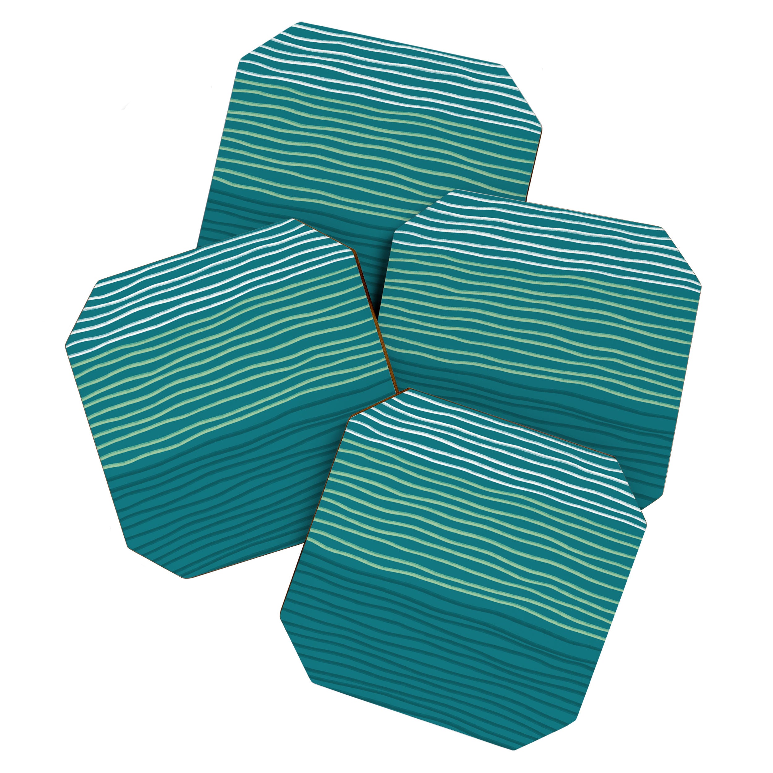 Sea Foam Blue Pinstripes Coaster Gallery Image 1