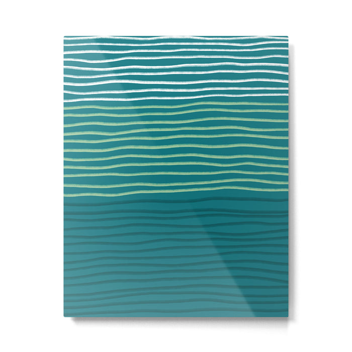 Sea Foam Blue Pinstripes Metal Print Gallery Image 1
