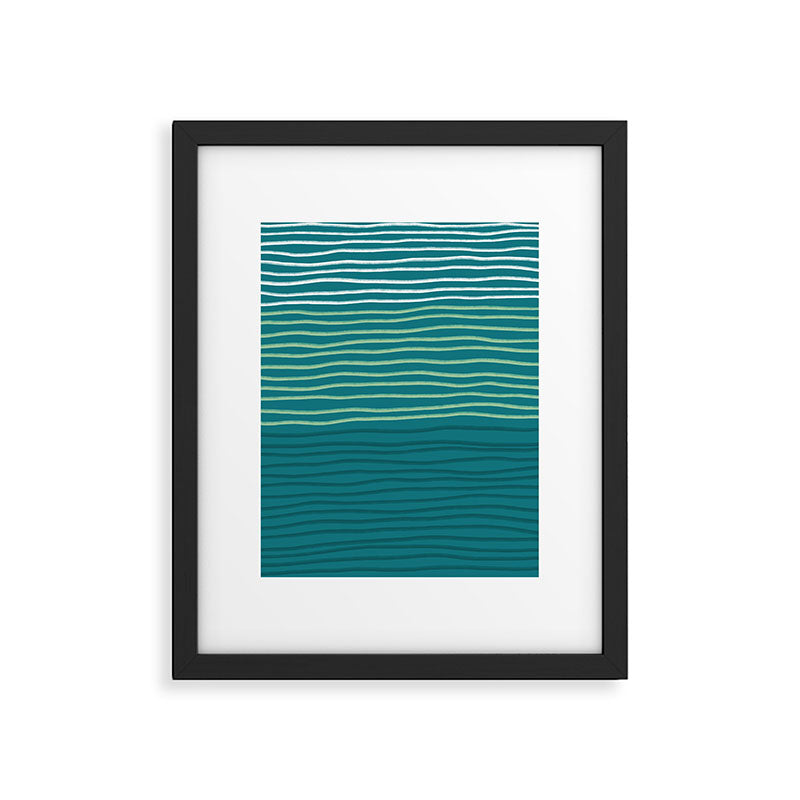 Sea Foam Blue Pinstripes Framed Art Print Gallery Image 6