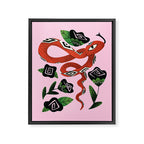 Snake with Black Roses Lunar New Year Art Framed Canvas Print Gallery Image 6