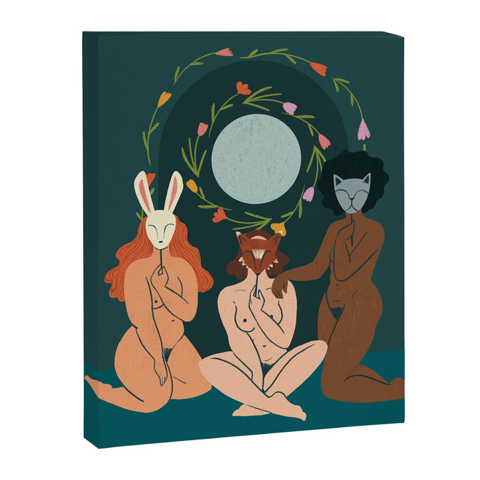 Spring Ritual // Women with animal masks Canvas Print Gallery Image 1