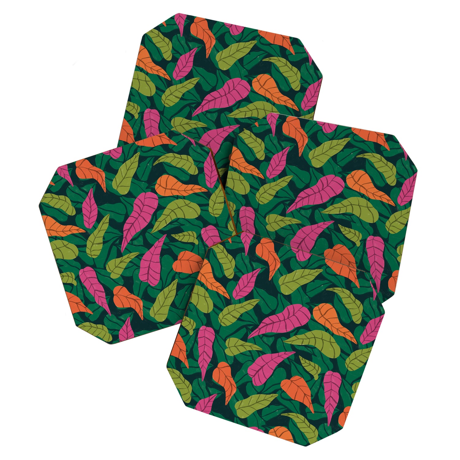 Tropical Leaf Pattern  Coaster Gallery Image 1