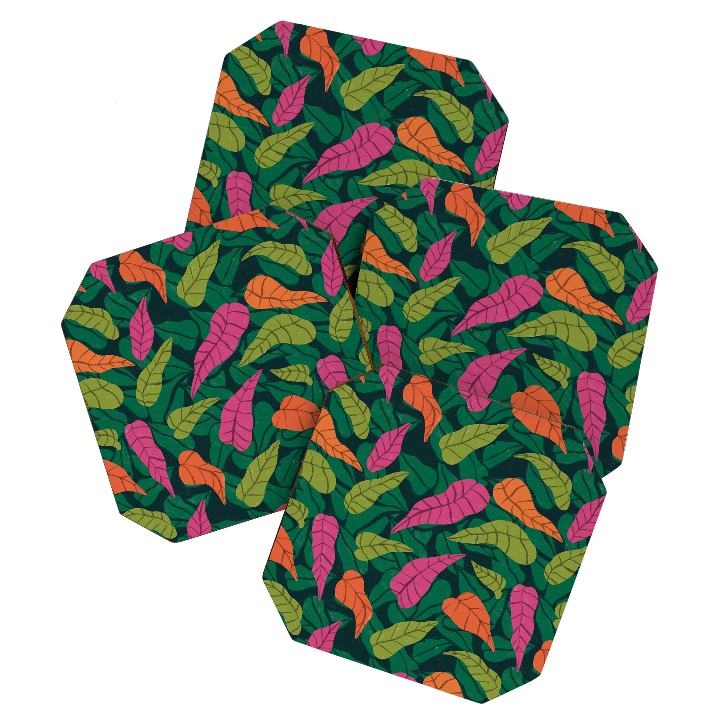 Tropical Leaf Pattern  Coaster Gallery Image 1