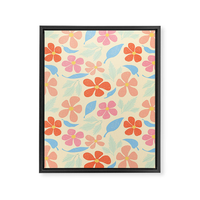 Tropical Vintage Flowers Framed Canvas Print Gallery Image 1