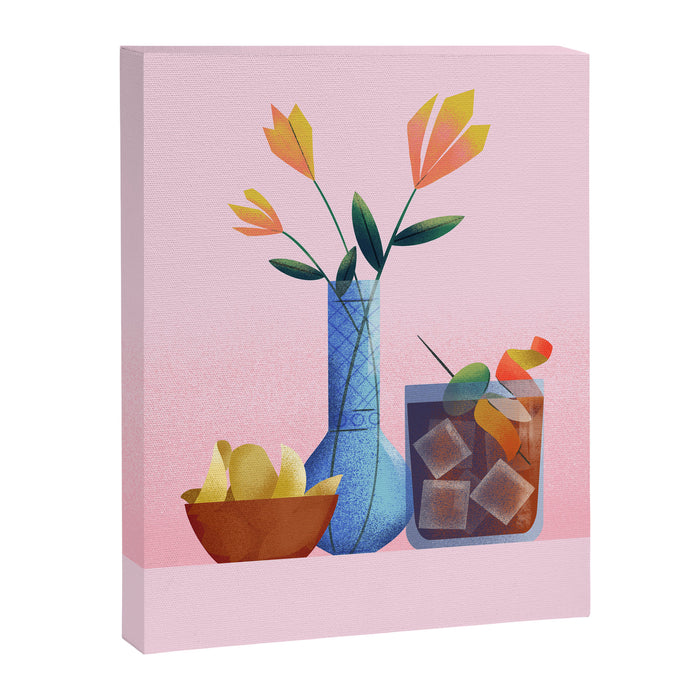 Vermouth and Flowers Still Life  Canvas Print Gallery Image 1
