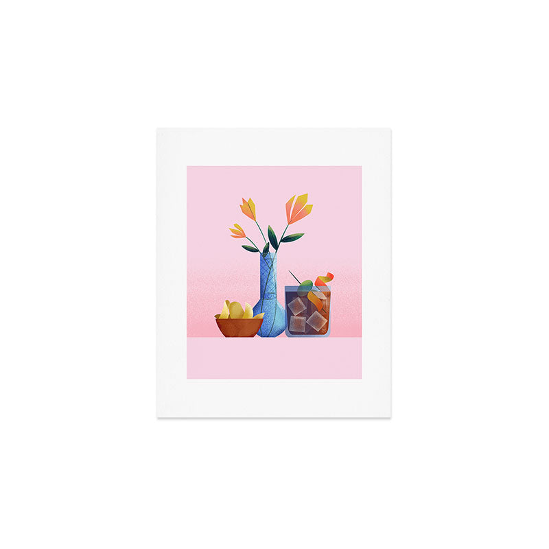 Vermouth and Flowers Still Life  Art Print Gallery Image 1