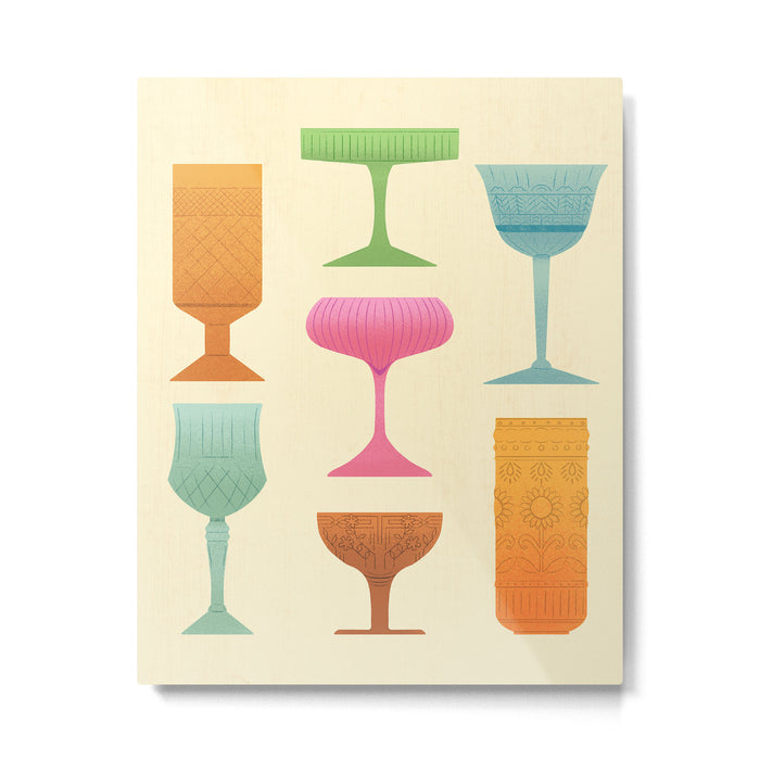 Vintage Cocktail Glasses  Metal Print Gallery Image 1