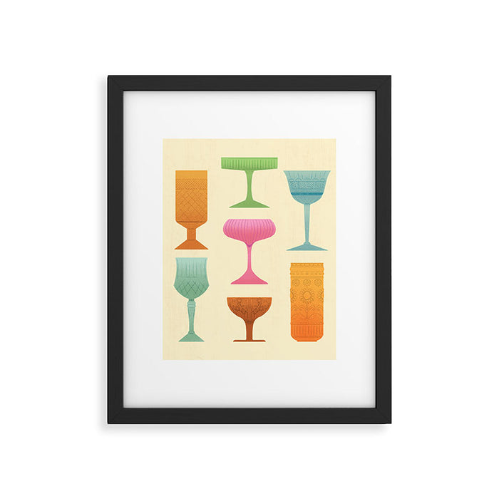 Vintage Cocktail Glasses  Framed Art Print Gallery Image 1