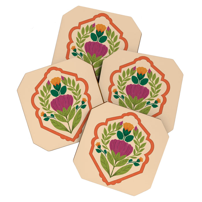 Vintage Pressed Flower Illustration Coaster Gallery Image 1