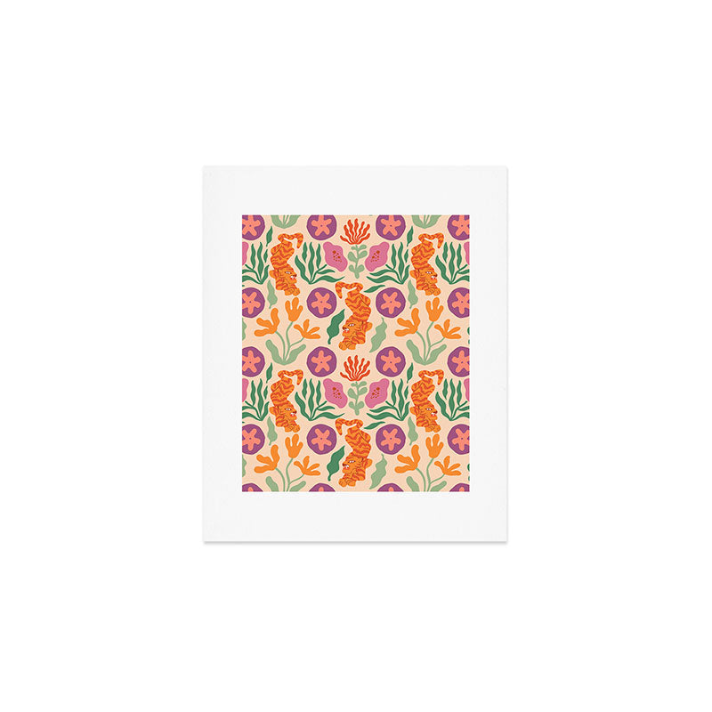 Whimsical and Fierce! // Tiger Pattern Art Print Gallery Image 1