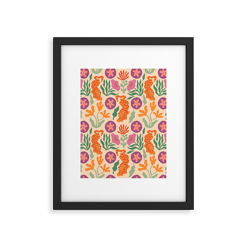 Whimsical and Fierce! // Tiger Pattern Framed Art Print Gallery Image 5