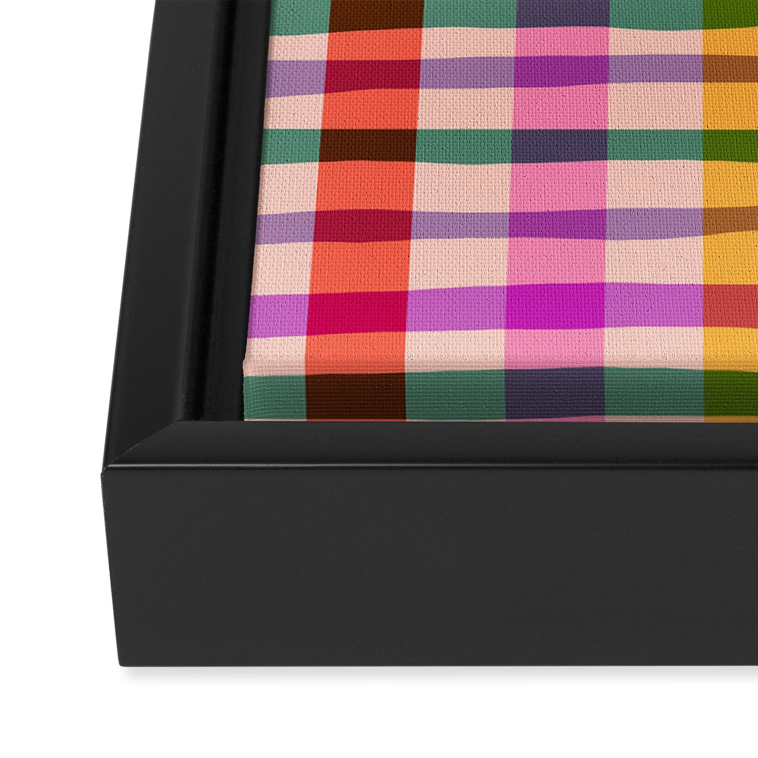 Wobbly Colorful Gingham Pattern Framed Canvas Print Gallery Image 3