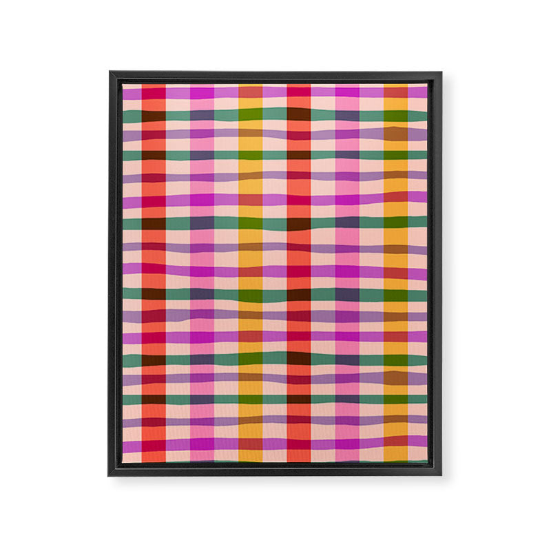 Wobbly Colorful Gingham Pattern Framed Canvas Print Gallery Image 8
