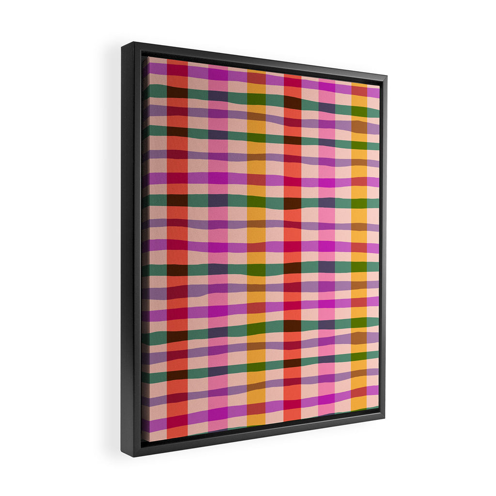 Wobbly Colorful Gingham Pattern Framed Canvas Print Gallery Image 2