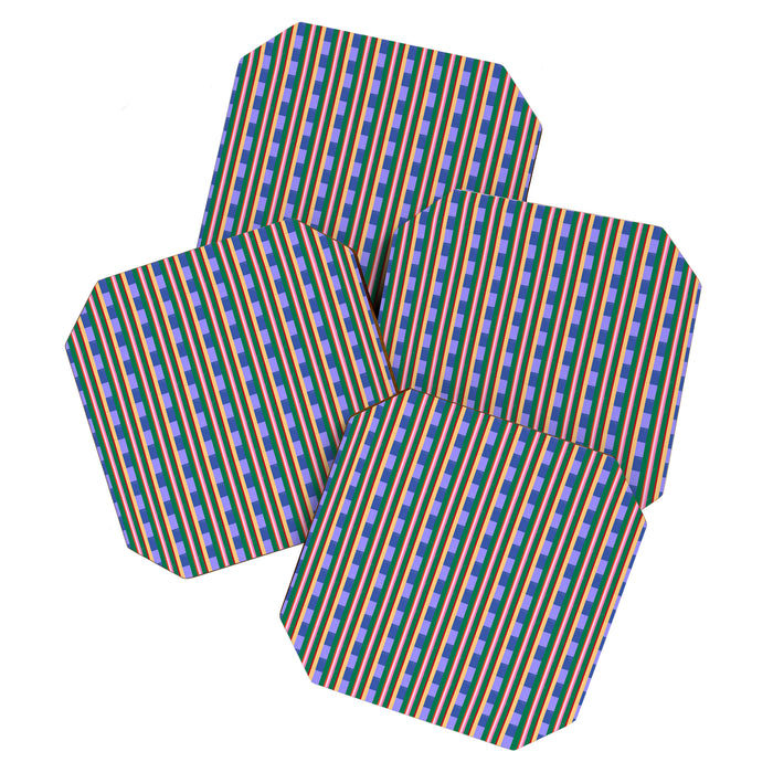 Woven Color Block Stripes Coaster Gallery Image 1