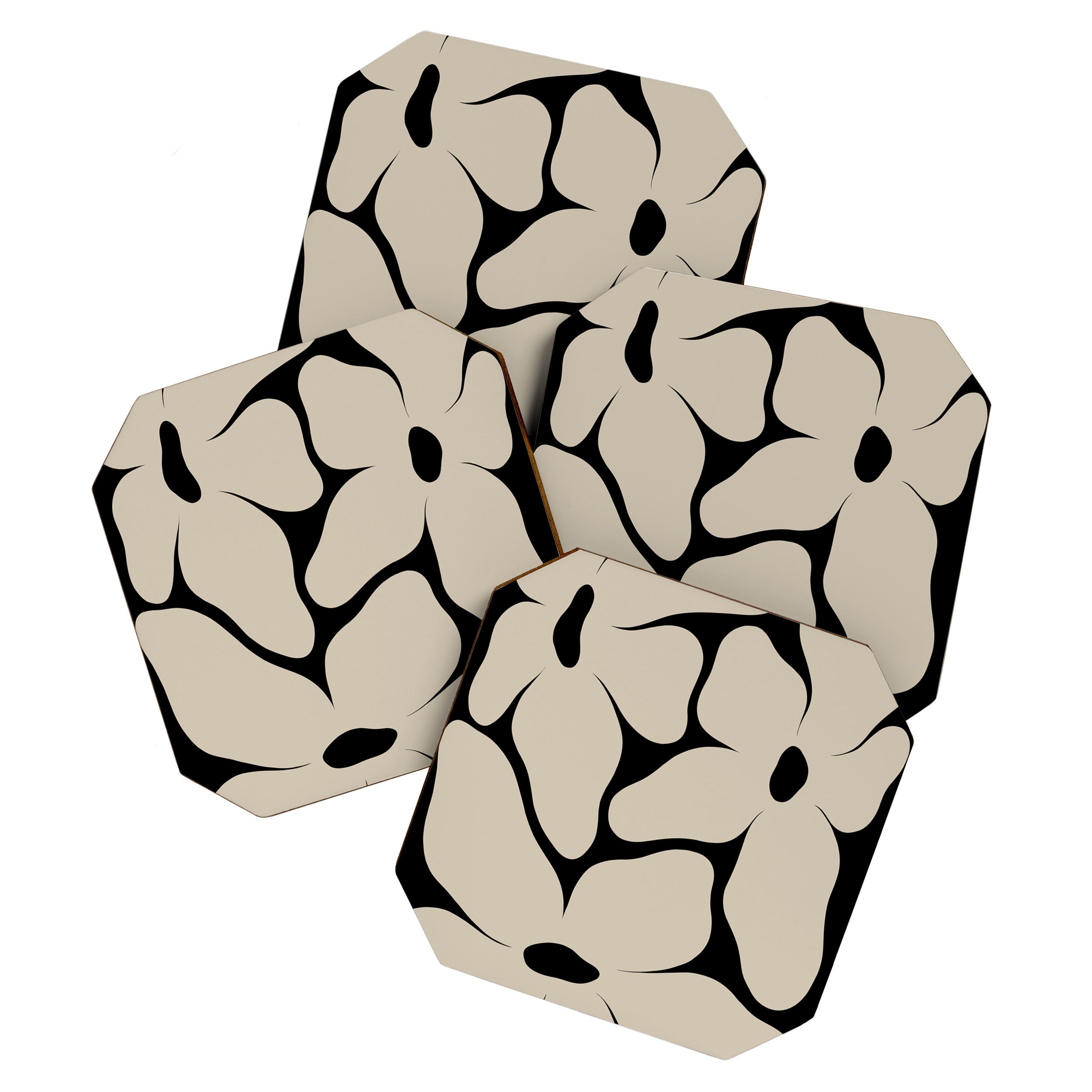 Vanilla Flower black Coaster Gallery Image 1