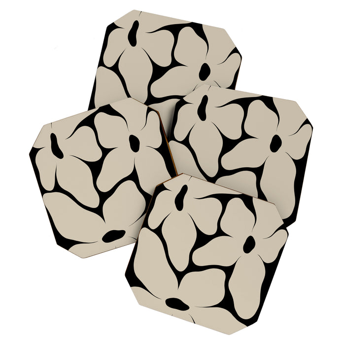 Vanilla Flower black Coaster Gallery Image 1