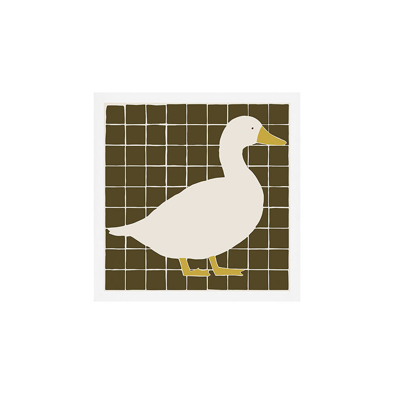 Folk Tile White Duck Art Print Gallery Image 1