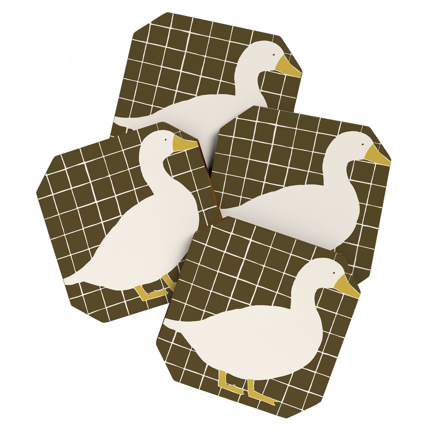 Folk Tile White Duck Coaster Gallery Image 1